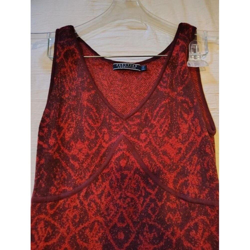 Peruvian Connection Women's M Collection Red   V-Neck Sleeveless Mermaid Dress - Picture 11 of 14